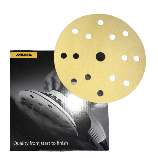 Mirka P600 150MM Gold Grip Discs 15 Holes (Pkt 100)