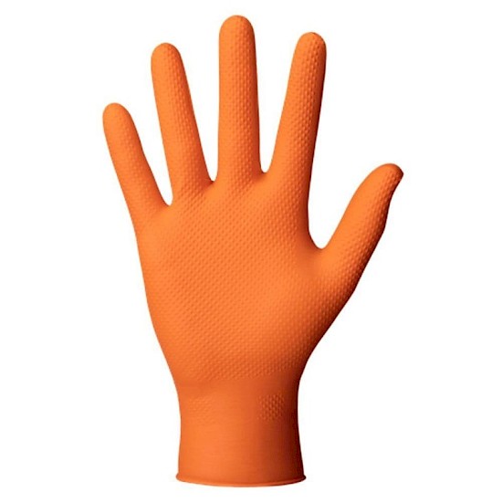 Orange H/D Diamond Grip Nitrile Gloves  Large Pack 100